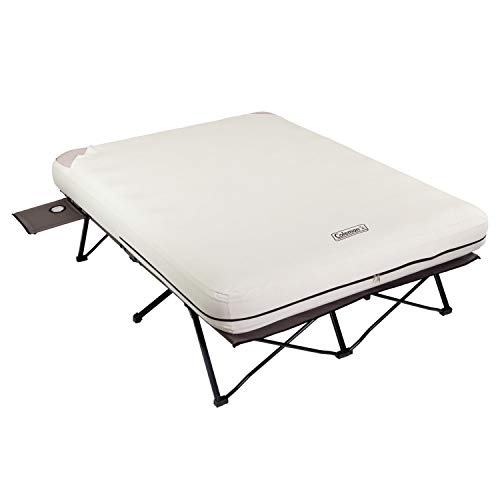 Coleman Camping Cot Air Mattress & Pump Combo for Comfortable Outdoor Sleeping & Camping with Side Table & Battery-Opera