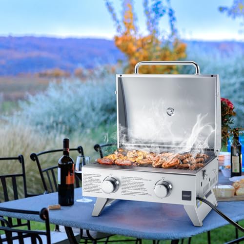 HappyGrill 2-Burner Portable Gas Grill for Camping and Picnics
| HappyGrill 20,000 BTU Stainless Steel Propane Grill wi