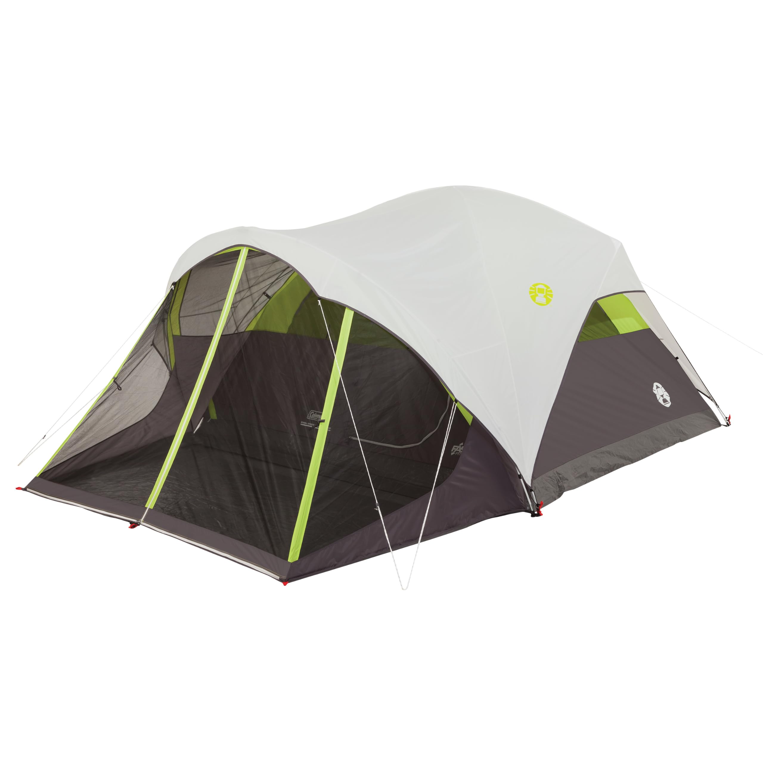 Coleman Steel Creek 6-Person Weatherproof Tent with Screen Room for Camping Families, Set Up Quickly in Minutes